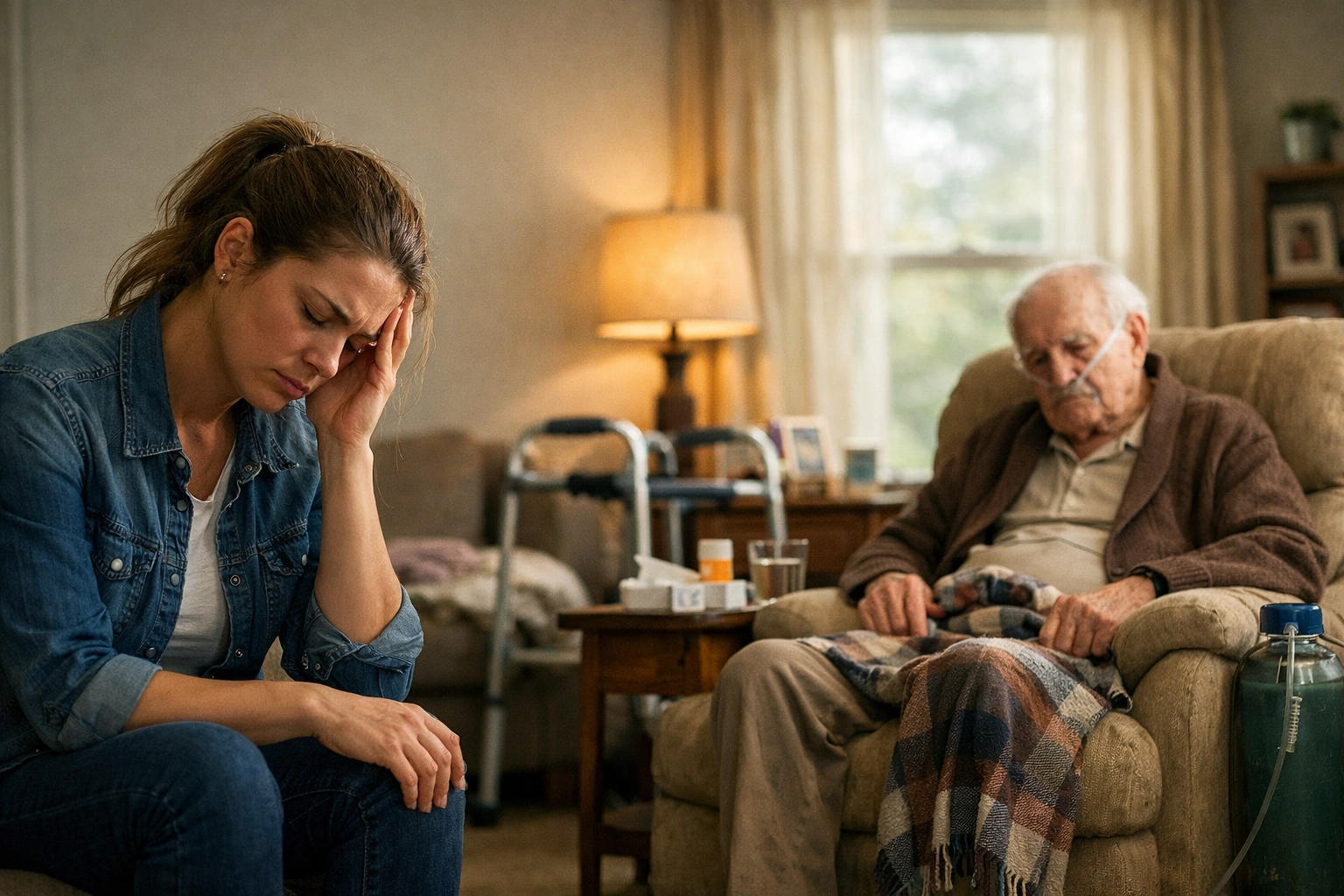 Care Management Plano TX frustrated daughter with sick Grandpa