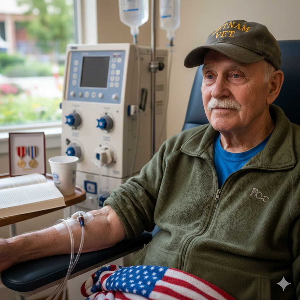 Veteran Home Care Plano TX elderly veteran on dialysis